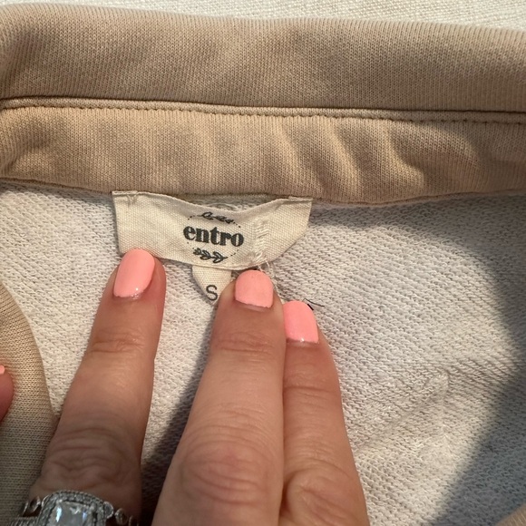 Entro Notched Collar Sweatshirt Colorblock Pull Over with Stripes small - Picture 9 of 10